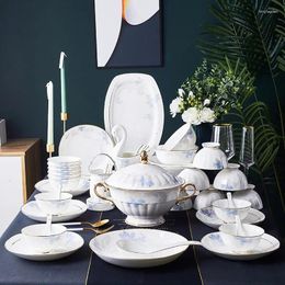 Dinnerware Sets Noble Bone China Tableware European Set Jingdezhen Ceramic Gift
