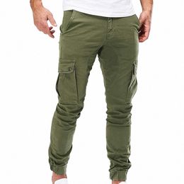 straight Fit Pants Ankle-banded Men's Cargo Pants with Multi Pockets Drawstring Elastic Waist Soft Breathable for Comfortable S7Nt#