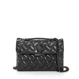 Kurt Geiger London Kensington Full Black Soft Leather Handbags Luxury Chains Shoulder Bag Big Cross Body Purse fashion