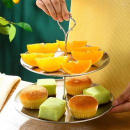 Decorative Plates 2/3 Layer Stainless Steel Fruit Stand Easy To Use Cake Dessert Tray Not Easily Deformed With Handle