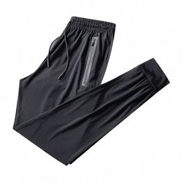thin Men's Ice Silk Pants Air Cditiing Trousers High Quality Beam Mouth Closing Straight Leg Pants Men Plus Size 8XL 9XL T6md#
