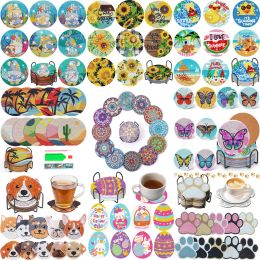 Stitch DIY Diamond Painting Coasters Kit Diamonds Cup Mat Ornament for Beginners Small Diamond Painting Crafts for Adults Kids