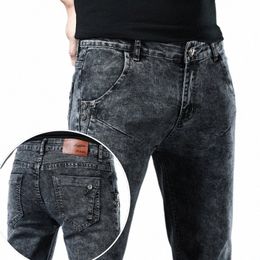 trendy Men Skinny Jeans Retro Wed Snowflake Slim Fit Type Classic Simple Casual Fi Street Skateboarding Denim Pants I8WF#