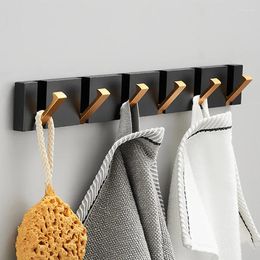 Hangers 1Pcs Black Gold Towel Hook Clothes Coat Folding Hanger Wall Hooks Holder For Bathroom