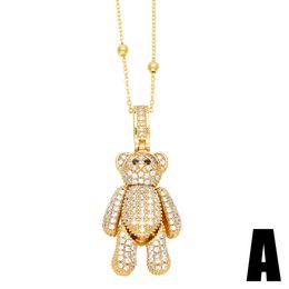 Pendant Necklaces Chunky Gold Plated Bear For Women Fuchsia Crystal Teddy Animal Cz Jewelry Friends Gifts Nkep53 Drop Delive Delivery Otwq1