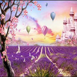 Wallpapers Wellyu Romantic Lavender Castle 3D TV Background Wall Custom Large Mural Green Wallpaper Papel De Parede