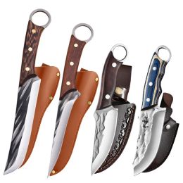 Knives Stainless Steel Meat Cleaver Kitchen Household Boning Knife Hand Forged Hammer Pattern Slicing Knife Fish Knife Barbecue Knife