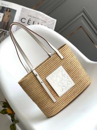 Lowees Tote Bags Fully hand-woven straw vegetable basket Straw Seaside Holiday Bag Shopping Shoulder Bag Vacation Handbag Bucket Bags Lafite Grass Large Capacity