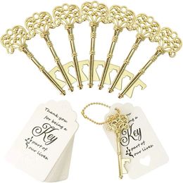 20/50pcs Gold Key Bottle Opener Paper Card Marriage Wedding Decoration Bridal Shower Gifts Wedding Souvenir Favours for Guests 240323
