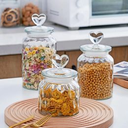 Jars Transparent Sealed Jar Glass Bottle Kitchen Storage Box Food Grade Transparent Jar Miscellaneous Grain Snack Tea Storage Jar