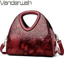 Women Leather Handbags Female Ladies Hand Hobos Bag Mother Shoulder Chinese Style Crossbody Bags For 2024 Sac A Main 240311