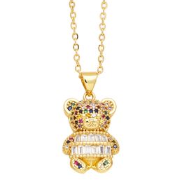 Pendant Necklaces Chunky Gold Plated Bear For Women Fuchsia Crystal Teddy Animal Cz Jewelry Friends Gifts Nkep53 Drop Delive Delivery Ot5Fy