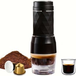 1pc, Maker, Portable Hine, Manual with Rich & Thick Crema, Mini Coffee Using Capsule&ground Coffee, Handy Espresso Maker for Travel Camping Outdoor Hiking Use