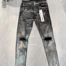 Men's Jeans Purple Men Design Mens Skinny Denim Pant Distressed Ripped Biker Black Blue Jean Slim Fit Motorcycle Coated Bright Colour