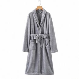 warm Autumn Winter Coral Fleece Couple Night Gown Men'S Flannel Bathrobe Thicken Women'S Sleepwear Plus Veet Kimo Robe u5lr#