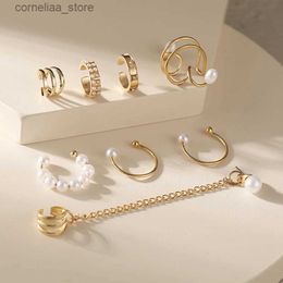 Ear Cuff Ear Cuff Fashionable pearl earrings clip mens ear sleeves without perforations fake Cartilage earrings clip wholesale Jewellery Y240326