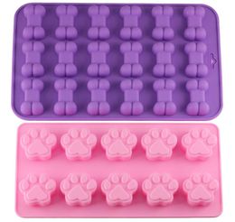 Mujiang Puppy Dog Paw and Bone Ice Trays Silicone Pet Treat Moulds Soap Chocolate Jelly Candy Mould Cake Decorating Baking Moulds3263533