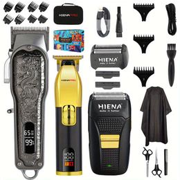 3pcs Clipper Set with Digital Display and Razor - Professional Electric Hair Trimmer Kit