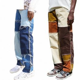 mens Denim Pants Casual Black Blue Skinny slim Fit Patchwork Denim Pants 2023 Biker Hip Hop Jeans for men with Loose Denim Pants y0g5#