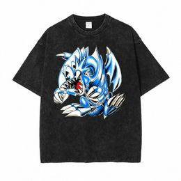 Hot Anime Yu Gi Oh T Shirt Blue Eyes White Drag Graphic Camisetas Homens Harajuku 100% Cott Streetwear Estilo Casual Tops Diários Y1Bm #