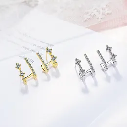 Stud Earrings Cubic Zirconia Korean Gold Cute For Women Silver Colour Fashion Jewellery Aretes De Mujer