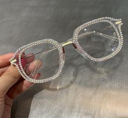 UV400 Sunglass rhinestone cat eye Sunglasses for Women Brand Designer Shades Sun Glasses Men Vintage Metal Clear Eyewear6525081