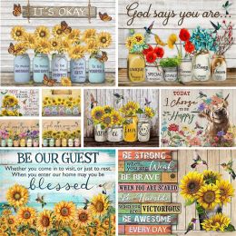 Number Flower Sunflower Text Paint By Numbers Kit Acrylic Paints 40*50 Canvas Painting Wall Paintings For Children Handiwork Wholesale