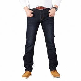 28-50 Big Size Man Pants High Stretch Straight Baggy Trousers Fi Casual Black Blue Denim Male Busin Jeans Classic C2DX#