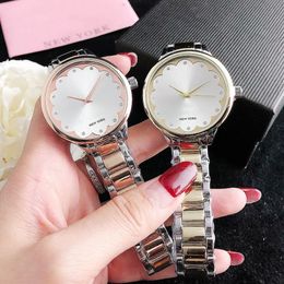 Brand Watches Women Girl Crystal Heart-shaped Style Metal Steel Band Quartz Wrist Watch KS 02270i