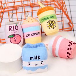 2024 Hot Sale Wholesale New simulation cute fruit milk tea cup Cute Backpack Pendant Key Ring Pendant Schoolbag Decoration Gifts for Kids Friends