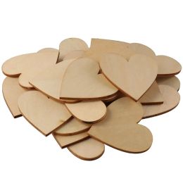 Crafts 100pcs Wooden Wood Hearts Cutouts Heartshaped 2Inch (5cm) Unfinished Wood Slices Discs Cutout Pieces Wedding