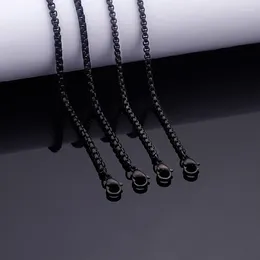 Chains 5pcs Lot 3mm 18-32inch IP Black Box-Rolo Chain Necklace Stainless Steel Jewellery Mens