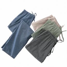 trousers Size Autumn Men Sleepwear Pyjama Spring Drawstring Sleep Solid Large Bottoms Male Pants Home Casual Cott Loose c2dg#