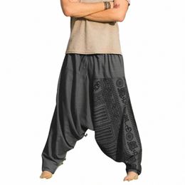 Pantaloni stile natiality Pantaloni oversize da uomo Pantaloni larghi Lg Stampa casual Pantaloni larghi di grandi dimensioni Pantaloni natalità Pantaloni Harem Uomo E4Hn #