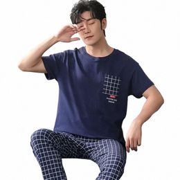 male Pajamas Sleepwear Size Men Pyjamas Cott Knited Sleeve Big Set Clothing Leisure Short Home U11L#