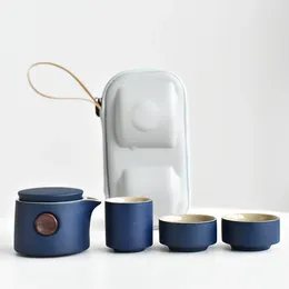 Teaware Sets Japanese-Style Tea Set Ceramic Portable Teapot Outdoor Travel Gaiwan Kettle Office Teacups TeaSet Dinkware