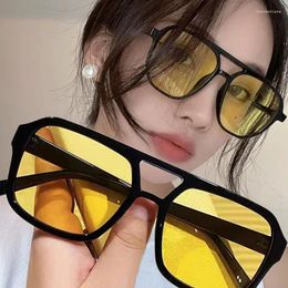 Sunglasses Double Bridges Oversize Frame Women Driving Cycling Sport Sun Glasses Vintage Brand Design Shades Eyewear UV400