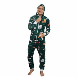 men Onesie Christmas Pyjama Adult Jumpsuit Winter Warm Sleepwear Flannel Outfit Festival Party Suit Print Kigurumis Unisex v0iw#