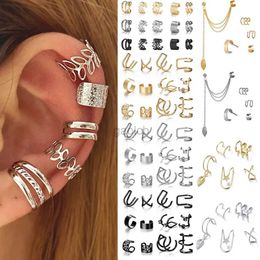 Hoop Huggie Womens Solid Color Leaf Clip Earrings Creative Simple C Ear Cuff No Perforated Ear Clip Set Trend Jewelry Gifts 24326