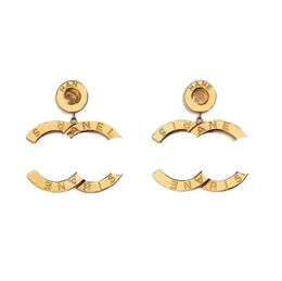 Fashion Style Drop Designer Earring Smooth In 18K Gold Plated Words Shape For Women Wedding Jewellery Gift With Box