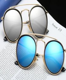 new fashion sunglasses Round Double Bridge model real top quality women men sun glasses with black or brown leather case and retai3935750