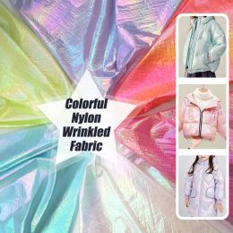 Fabric 100*150cm Nylon Pearlescent Fabric Waterproof Downproof Laser Symphony Colourful Gradient Fabric For Sewing Down Jacket Garments