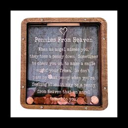 Boxes Pennies From Heaven Piggy Transparent Vintage Wooden Design Decorative Piggy Bank for Men Women,Brown