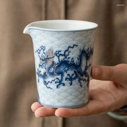 Tea Cups White Porcelain Metal Inlay Blue And Dragon Fair Cup High End Set Accessories Dispenser Chahai