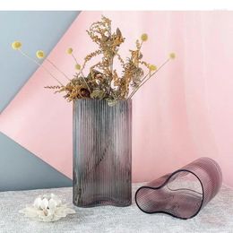 Vases Creative Vertical Grain Glass Vase Hydroponics Flower Pots Decorative Arrangement Desk Decoration Crafts Floral