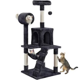Scratchers 51" Cat Tree with Hammock and Scratching Post Tower, Cat Supplies, Cat Climbing Frame, So That Cats Can Play Happily At Home