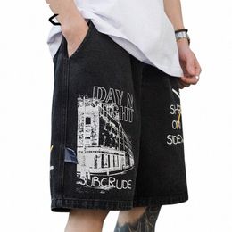 2023 Men Hip Hop Cargo Shorts Streetwear Building Letter Grapffiti Denim Shorts Harajuku Jogger Shorts Summer Denim Short Cott Y0Nm#