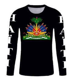 Haiti Custom long sleeves tshirt French Haitian Republic tshirts Flag Emblem Tee Shirts DIY HT Country Name Number T shirt X04690110