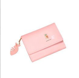 Solid Colour PU Leather Wallet Women Small carrot Wallet Purse Credit Card Holder Bags Mini Coin Purse Wallet
