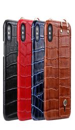 Genuine Cowhide Holster Wristband Bracelet Leather Back Cover Case Crocodile Skin Pattern Wrist Strap Phone Shell for iPhone XS Ma8210497